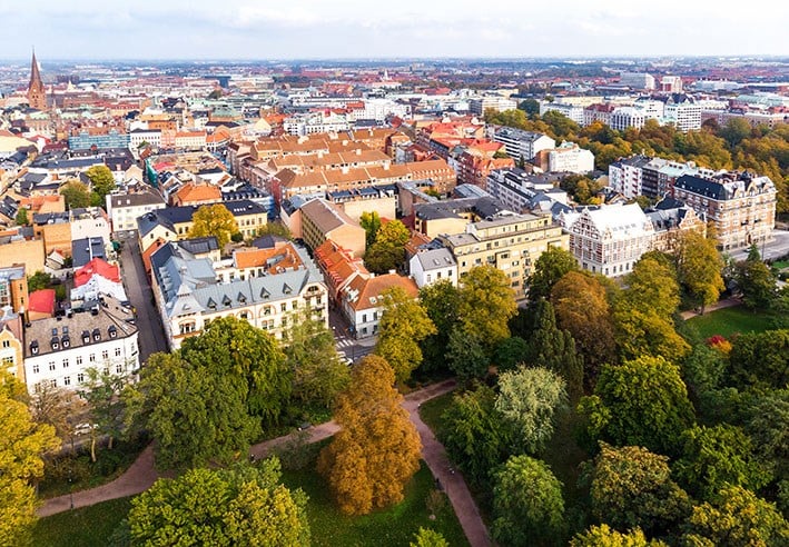 Bild på Malmö från luften